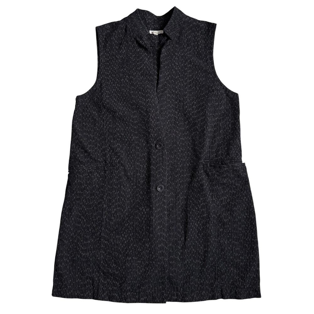Eileen Fisher Vest Oversize Black Lagenlook Minimalist Layering Organic Cotton